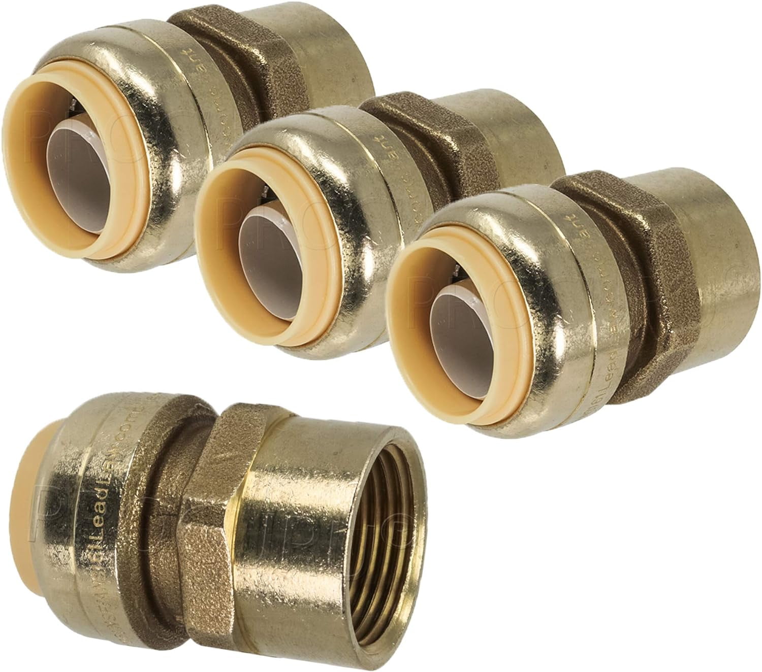 Pushfit FNPT Female Adapter, PushToConnect Brass Plumbing Fitting For