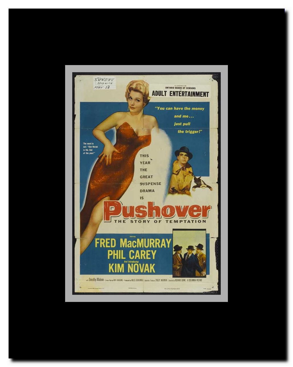 Pushover Framed Movie Poster