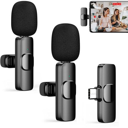 Pushtek New Wireless Lavalier Microphone Portable Audio Video Recording Mini Mic for iPhone Android Live Broadcast Gaming Phone Mic