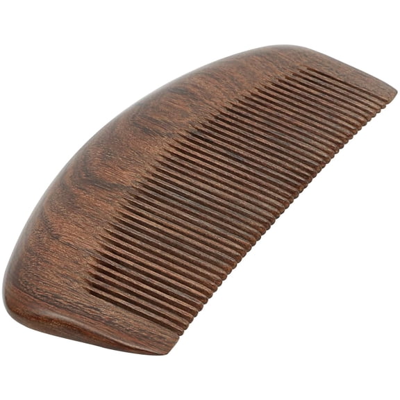 Pushtek Sandalwood Beard Comb for Men, Fine Tooth Anti-Static Wooden Comb for Beard & Mustache, 5.9 Inch