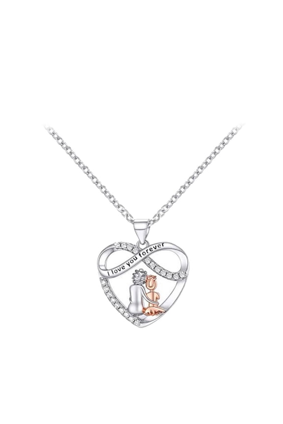 To My Grandma Granddaughter Fashion Heart Pendant Necklace Women Jewelry Grandma Granddaughter Birthday Gift(Silver)