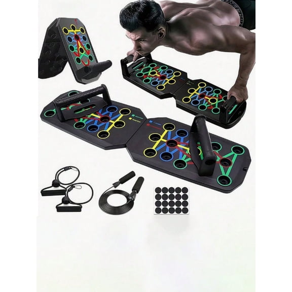 Pushup Stand Multifunctional Foldable Fitness Board Abdominal Trainer Portable Space Saving Non Slip Design Tension Ropes