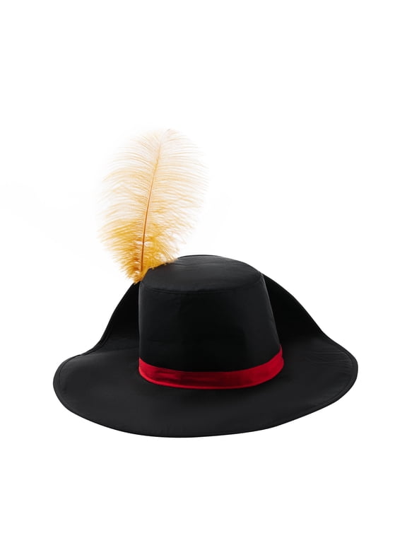 Puss Boots Hat Yellow Feather Colonial Style Tricorn Hats Party Cowboy Hats Cap for Adult Child Movie Clothing