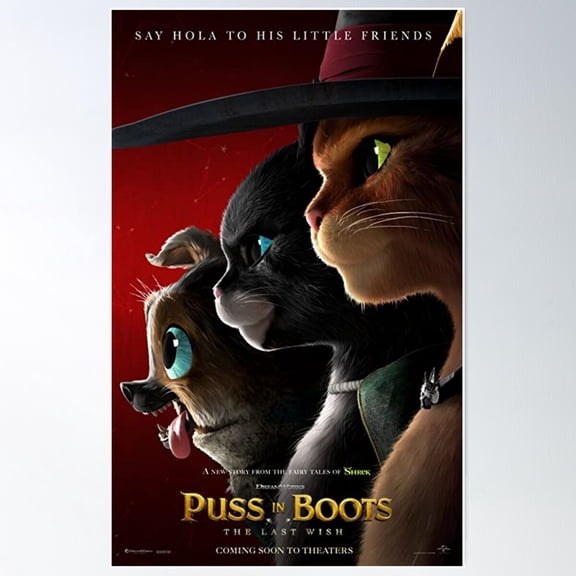 Puss In Boots Poster Wall Art, Modern Wall Decor For Living Room Bedroom, 8x12 UNFRAMED