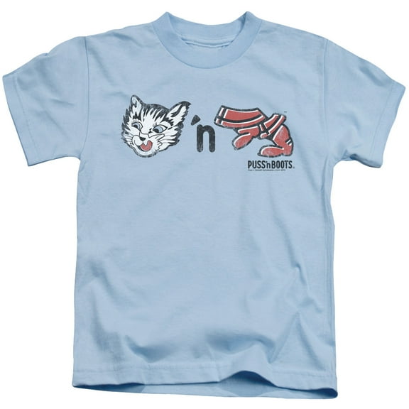 Puss N Boots Rebus Logo Youth 18/1 T-Shirt Light Blue