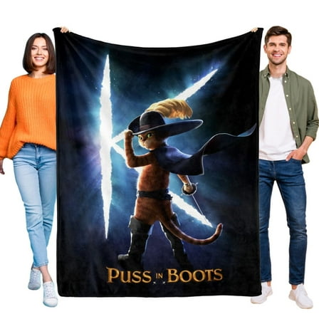 Puss in Boots Flannel Blanket 3D Print Soft Throw for Bed sofa Birthday Gift