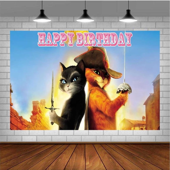 Puss in Boots Post Wall Decor Birthday Banner Backdrop Background Party Supplies Taspestry
