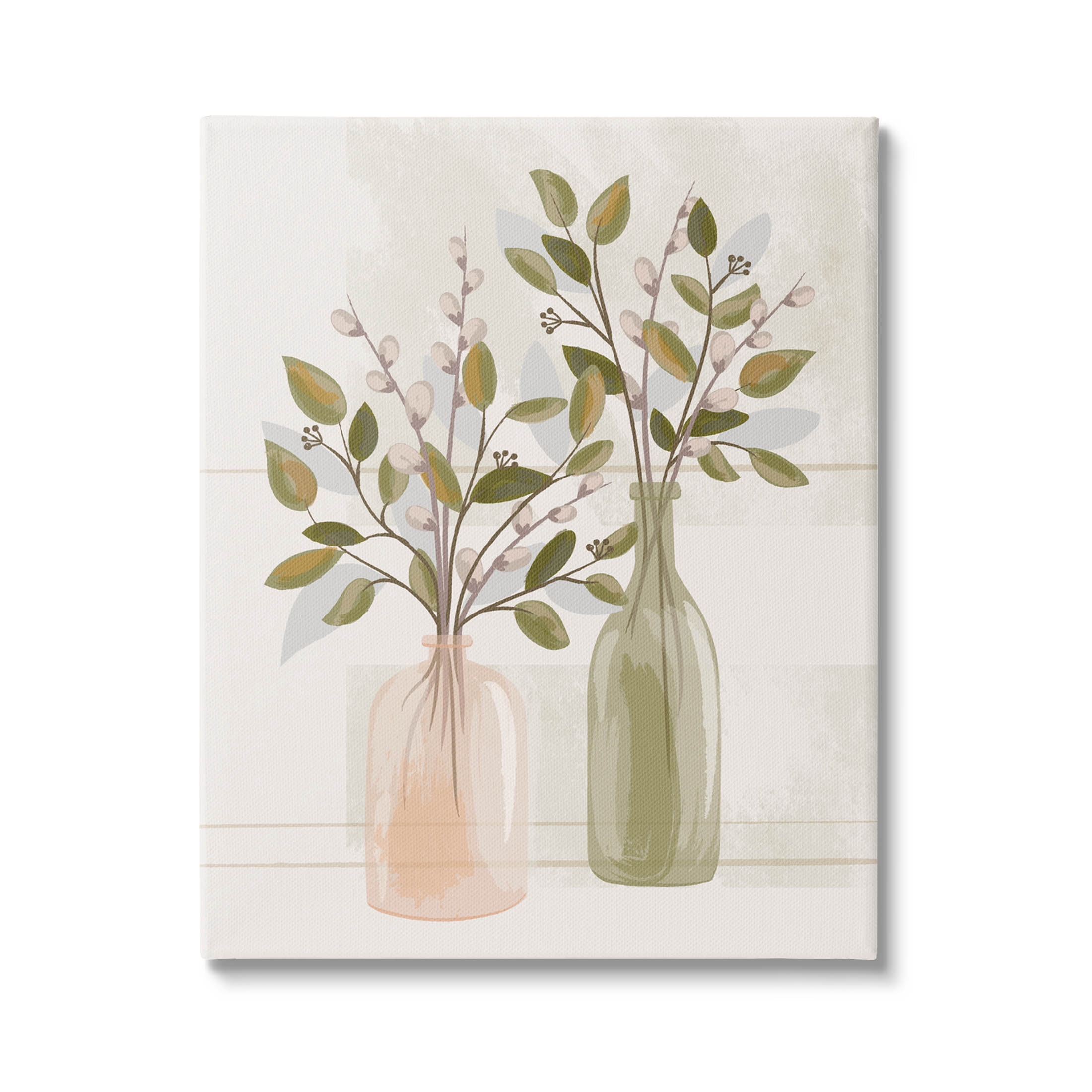 Pussy Willow Ikebana Vases Botanical & Floral Graphic Art Gallery Wrapped Canvas Print Wall Art