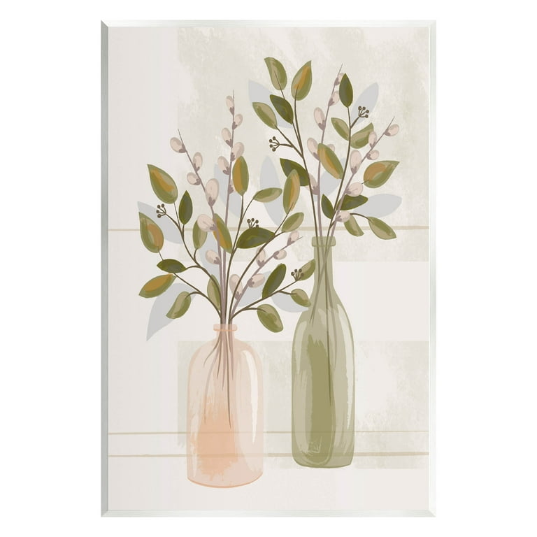 Pussy Willow Ikebana Vases Giclee Art by Lisa Perry Whitebutton Stupell Industries Format: Wall Plaque, Size: 19 H x 13 W x 0.5 D