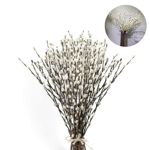 Pussy Willows Decorative Branches,Pack of 40 Portable Pussy Willow Branches for Office,White Flower Branches Twig Stick for Home Decoration(15.75In)