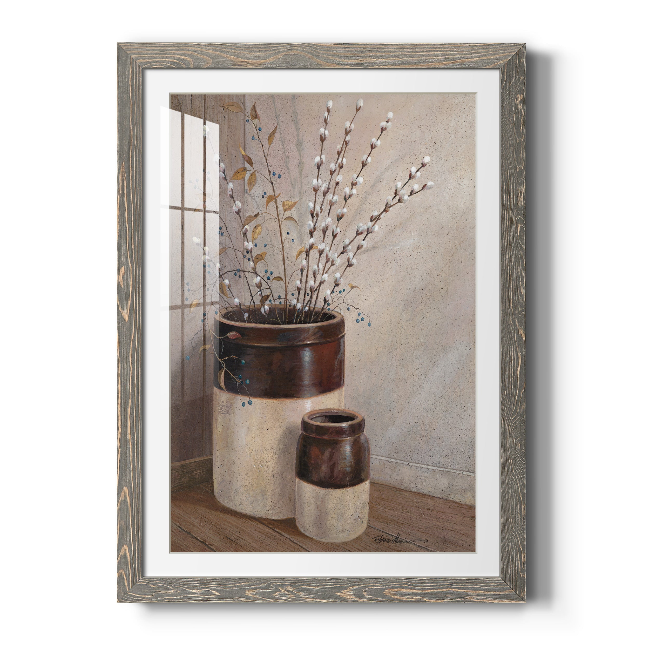 Pussywillows & Spring - Premium Framed Print - Distressed Barnwood Frame - Ready to Hang