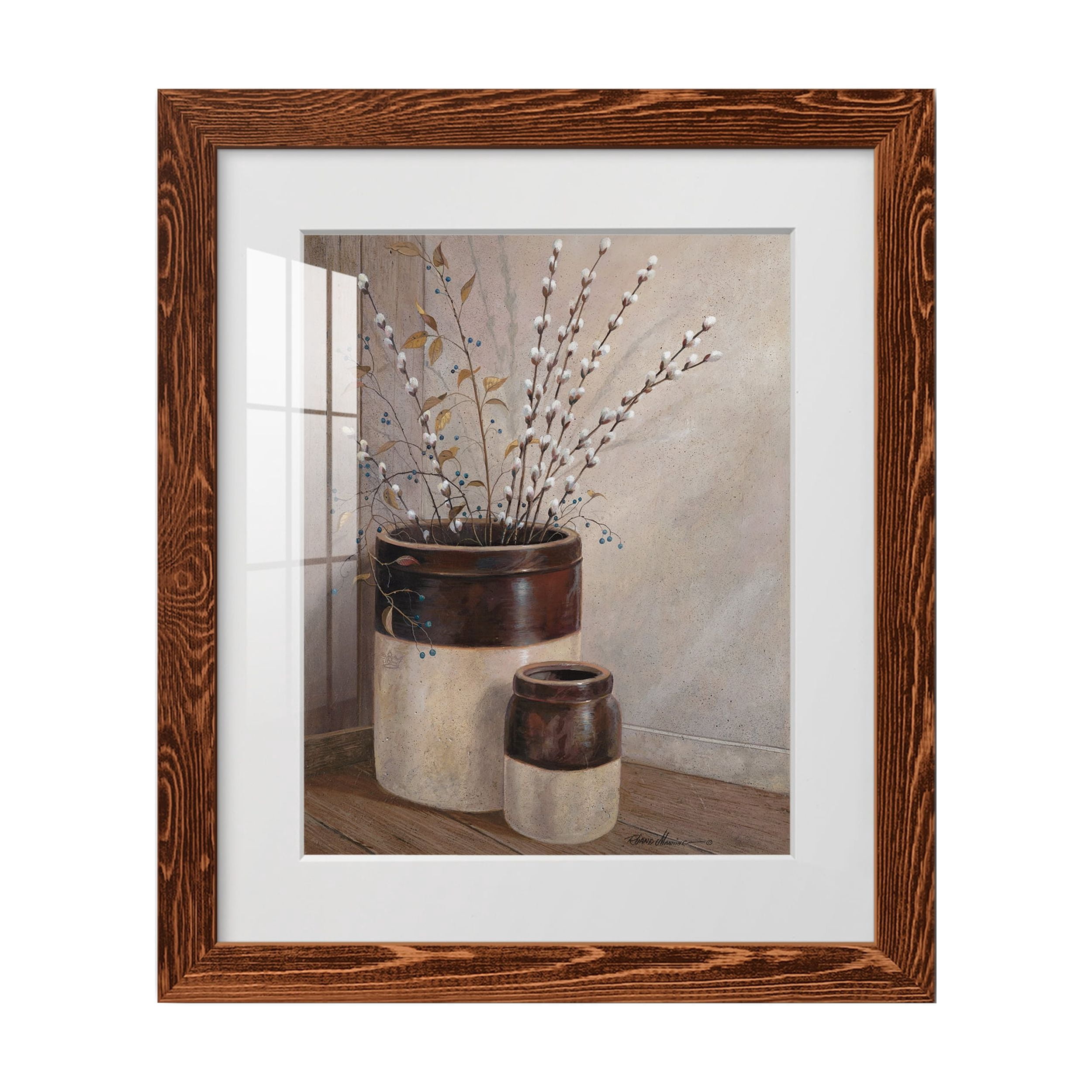 Pussywillows & Spring - Premium Framed Print - Ready to Hang - 17 x 20 - Maple Frame