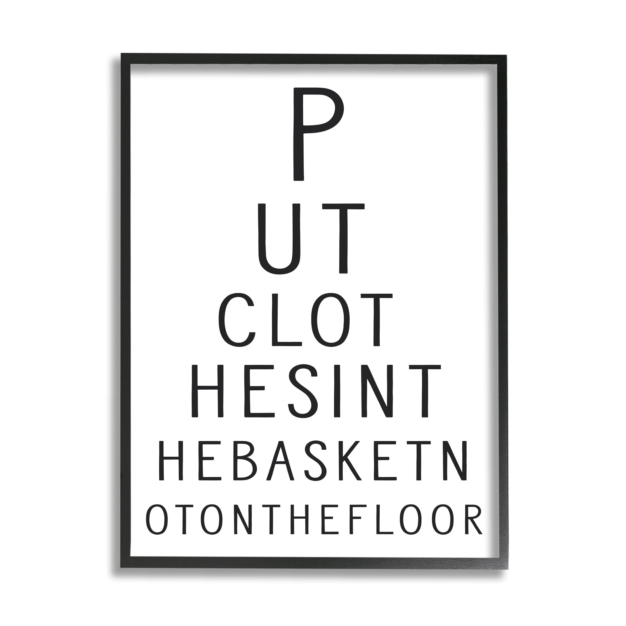 Put Clothes In Basket Laundry Eye Chart Humor 11 in x 14 in Framed Drawing Art Prints, by Stupell Home Décor