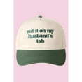 thumbnail image 1 of Put It On My Husband’s Tab Trucker Hat, Funny Embroidered Baseball Cap with Green Brim, Adjustable Snapback Mesh Hat for Women, Trendy Fashion Accessory and Gift Idea, 1 of 4