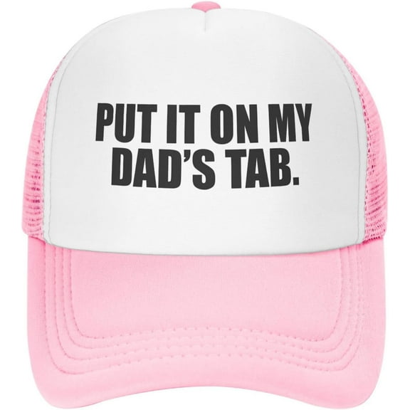Put It On My Dad's Tab Trucker Hat Unisex Adult Hats Adjustable Cap for Men and Women Classic Fishing Caps