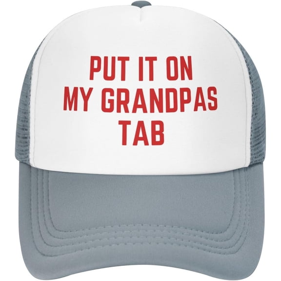 Put It On My Grandpas Tab Trucker Hat Baseball Cap Women Men Dad Hat Black