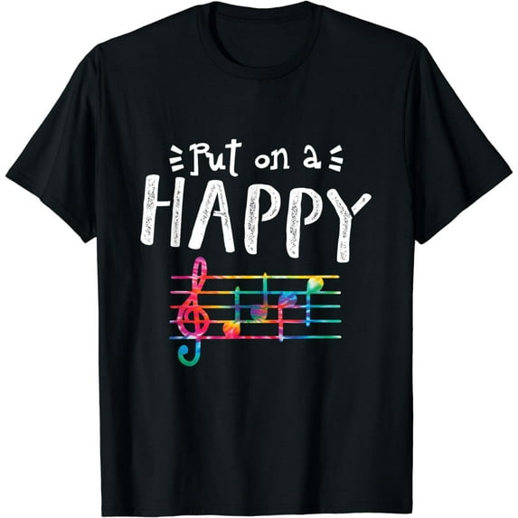 Put On A Happy Face Music Notes Funny Teacher Gift T-Shirt