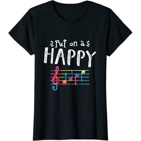 Put On A Happy Face Music Notes Funny Teacher Gift T-Shirt