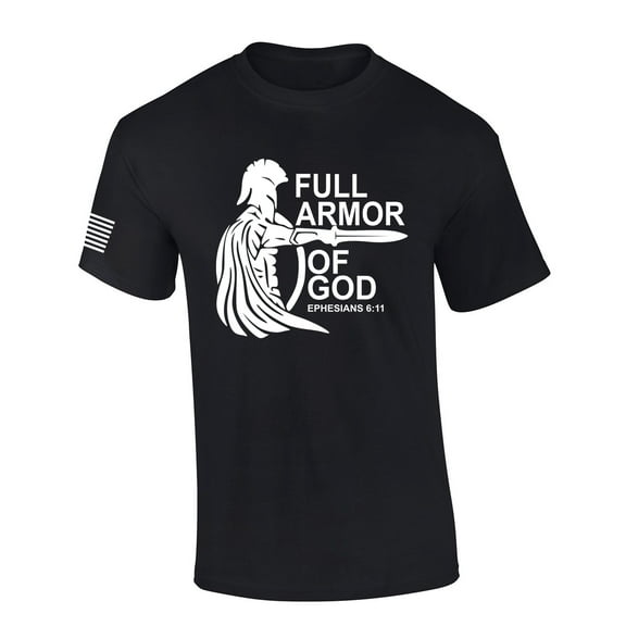 Put On The Full Armor Of God Ephesians 6:11 Bible Scripture Mens Christian Tshirt Jesus Short Sleeve T-shirt Graphic Tee-Black-xxl