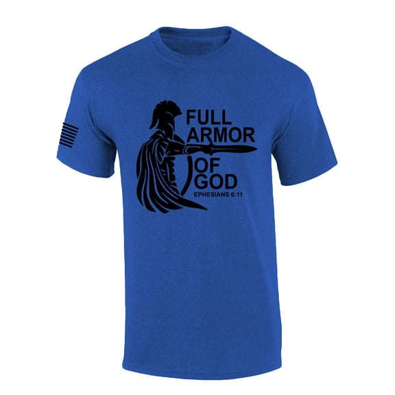 Put On The Full Armor Of God Ephesians 6:11 Bible Scripture Mens Christian Tshirt Jesus Short Sleeve T-shirt Graphic Tee-Heather Royal-xl