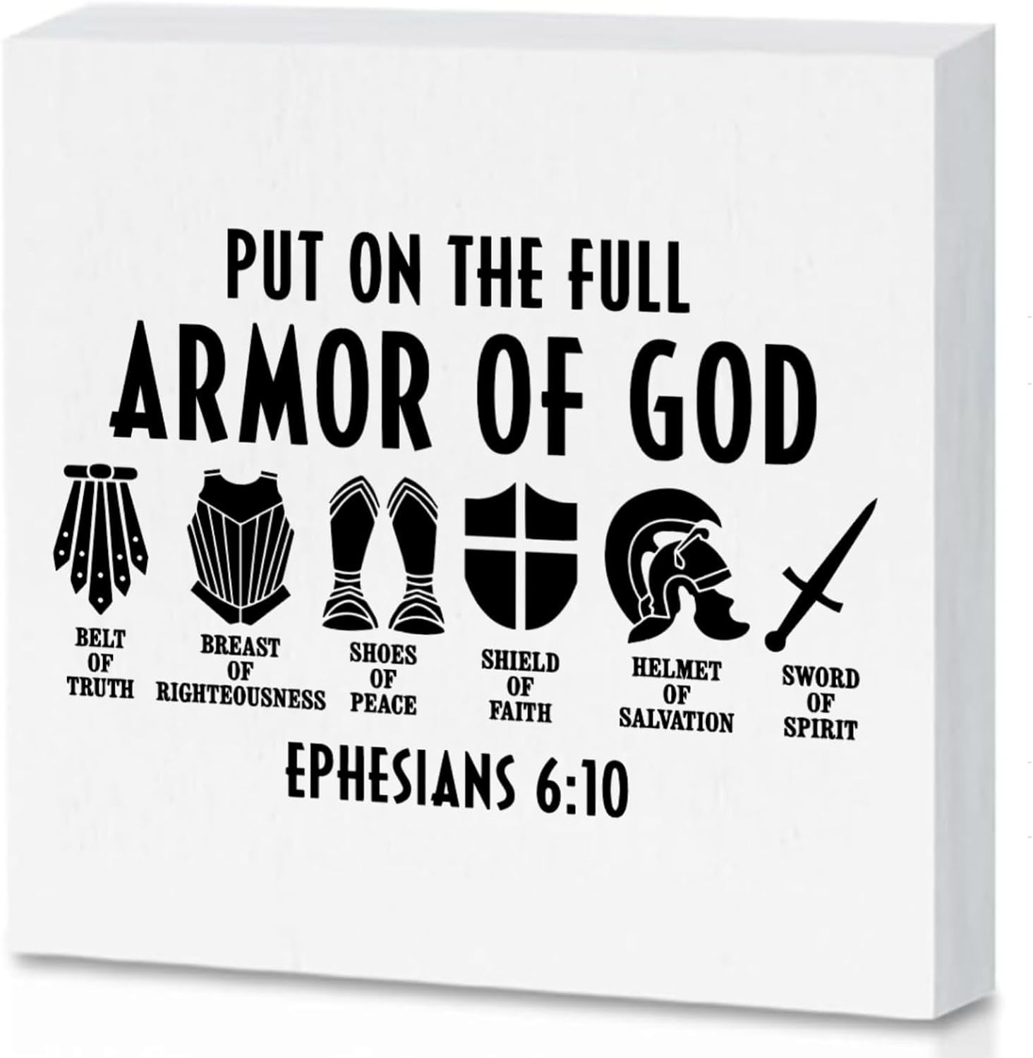 Put On The Full Armor Of God- Jesus Christ Rustic Wooden Box Sign Desk ...