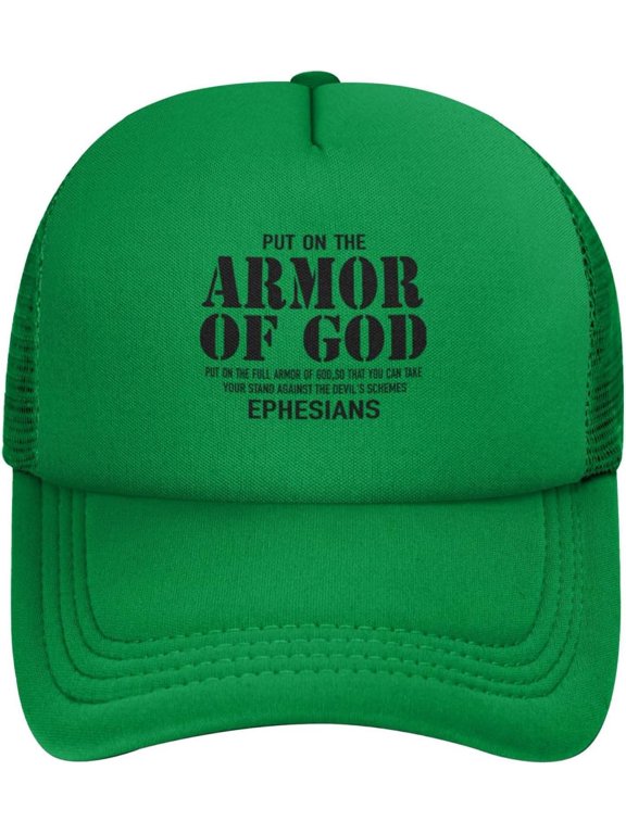 Put On The Full Armor of God Christian Religious Mesh Baseball Cap Dad Hat Trucker Hat for Women Men,Black