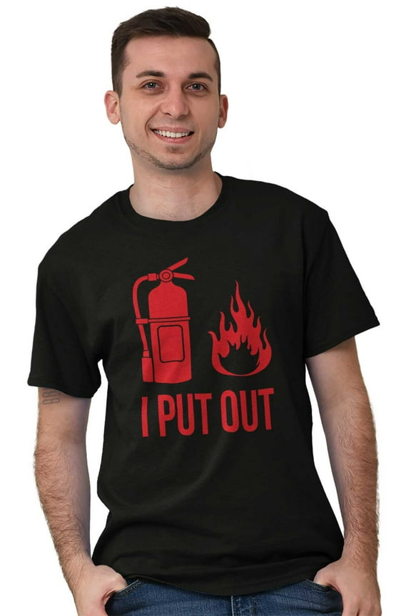 Put Out Fire Firefighter Fireman Men's Big & Tall Crewneck Graphic Tee Brisco Brands 2X