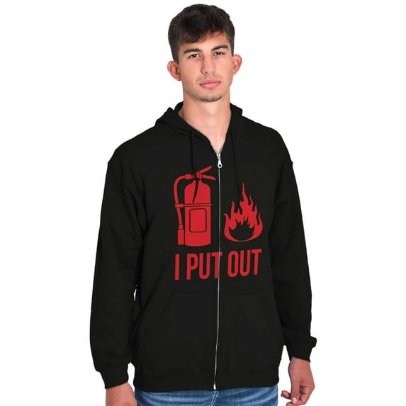 Put Out Fire Firefighter Fireman Men's Big & Tall Graphic Zip Up Hoodie Brisco Brands 2X