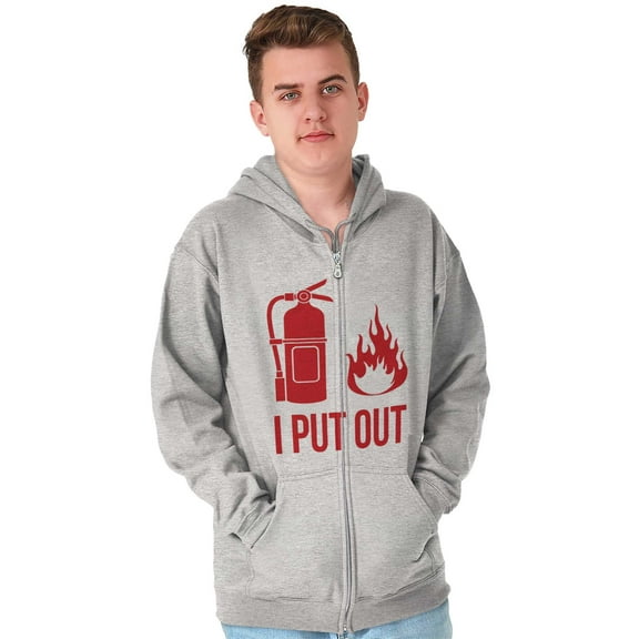 Put Out Fire Firefighter Fireman Men's Big & Tall Graphic Zip Up Hoodie Brisco Brands 5X