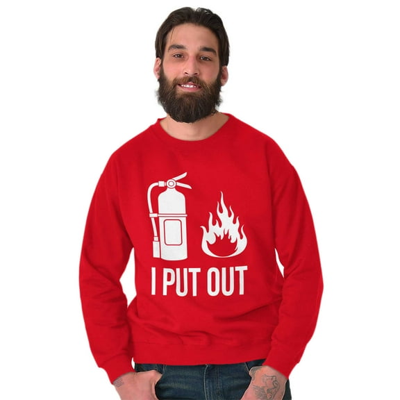 Put Out Fire Firefighter Fireman Men's Crewneck Sweatshirt Brisco Brands S