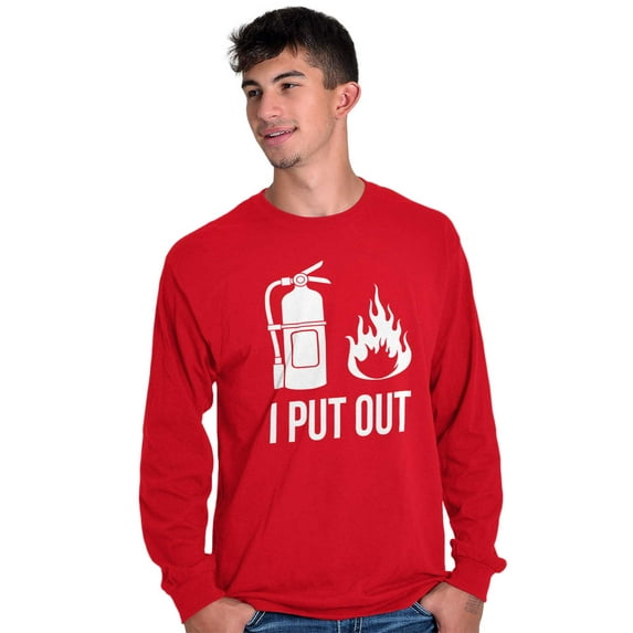 Put Out Fire Firefighter Fireman Men's Long Sleeve Tee T Shirt Brisco Brands S
