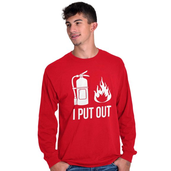 Put Out Fire Firefighter Fireman Men's Long Sleeve Tee T Shirt Brisco Brands X