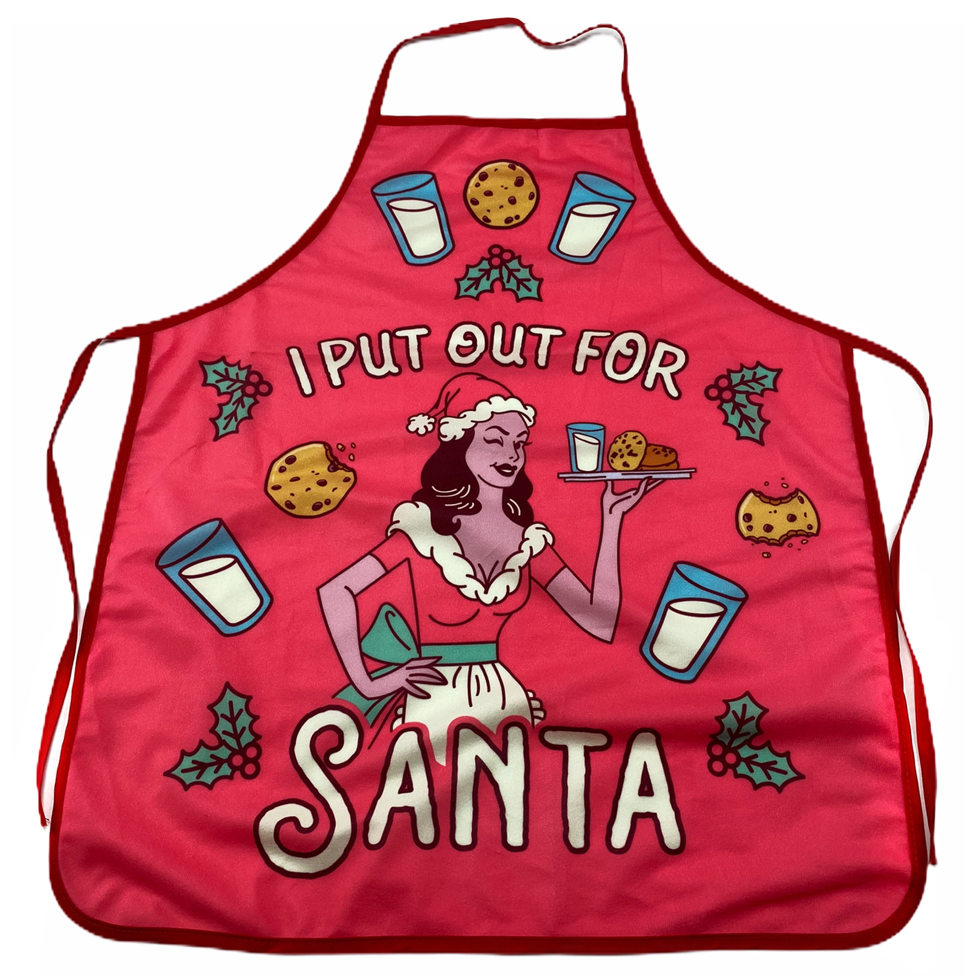 Put Out For Santa Apron Funny Christmas Party Mrs. Claus Graphic