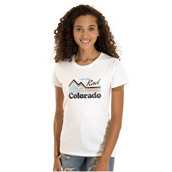 Put Rad in Colorado Snowboarder Skier Womens Fitted Plus Size Graphic Tee Brisco Brands 3X