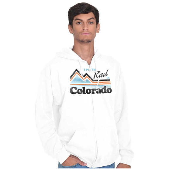 Put Rad in Colorado Snowboarder Skier Zip Up Hoodie Men's Women's Brisco Brands L