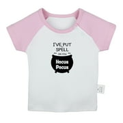 IDZN I've Put a Spell On You Hocus Pocus Funny T shirt For Baby, Newborn Babies T-shirts, Infant Tops, 0-24M Kids Graphic Tees Clothing (Short Pink Raglan T-shirt, 0-6 Months)