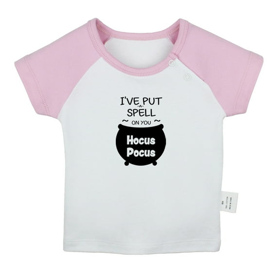 I've Put a Spell On You Hocus Pocus Funny T shirt For Baby, Newborn Babies T-shirts, Infant Tops, 0-24M Kids Graphic Tees Clothing (Short Pink Raglan T-shirt, 0-6 Months)