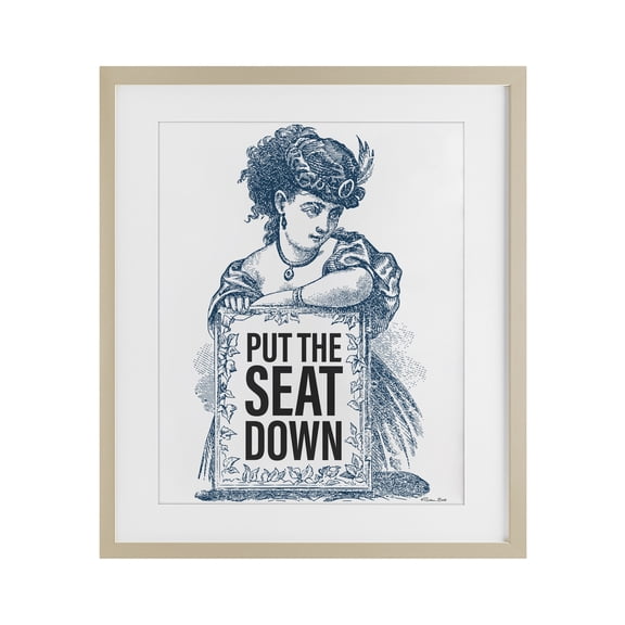 Stupell Industries Put The Seat Down Vintage Birch Framed Print Under Glass, design by Susan Ball