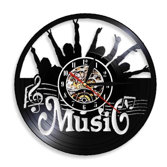 Put Up Your Hand Music Rock N Roll Vinyl Record Wall Clock Hanging Modern Silent Watch Home Decor Rock Music Lover Gift Without LED
