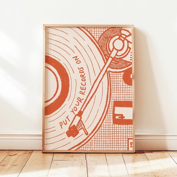 Put Your Records On Print Retro Vinyl Poster Music Player Wall Decor UNFRAMED