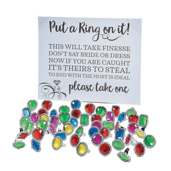 Put a Ring on It Bridal Shower Game with Rings, Toys, Wedding, 73 Pieces