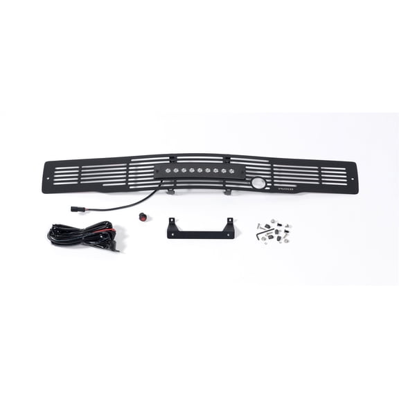 Putco 87160FPL Bumper Grille Insert; Stainless Steel Black; Bar Design; w/Heater Plug/10 in. Luminix Light Bar;