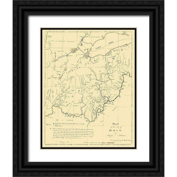 Putnam 26x32 Black Ornate Wood Framed with Double Matting Museum Art Print Titled - Ohio - Putnam 1804