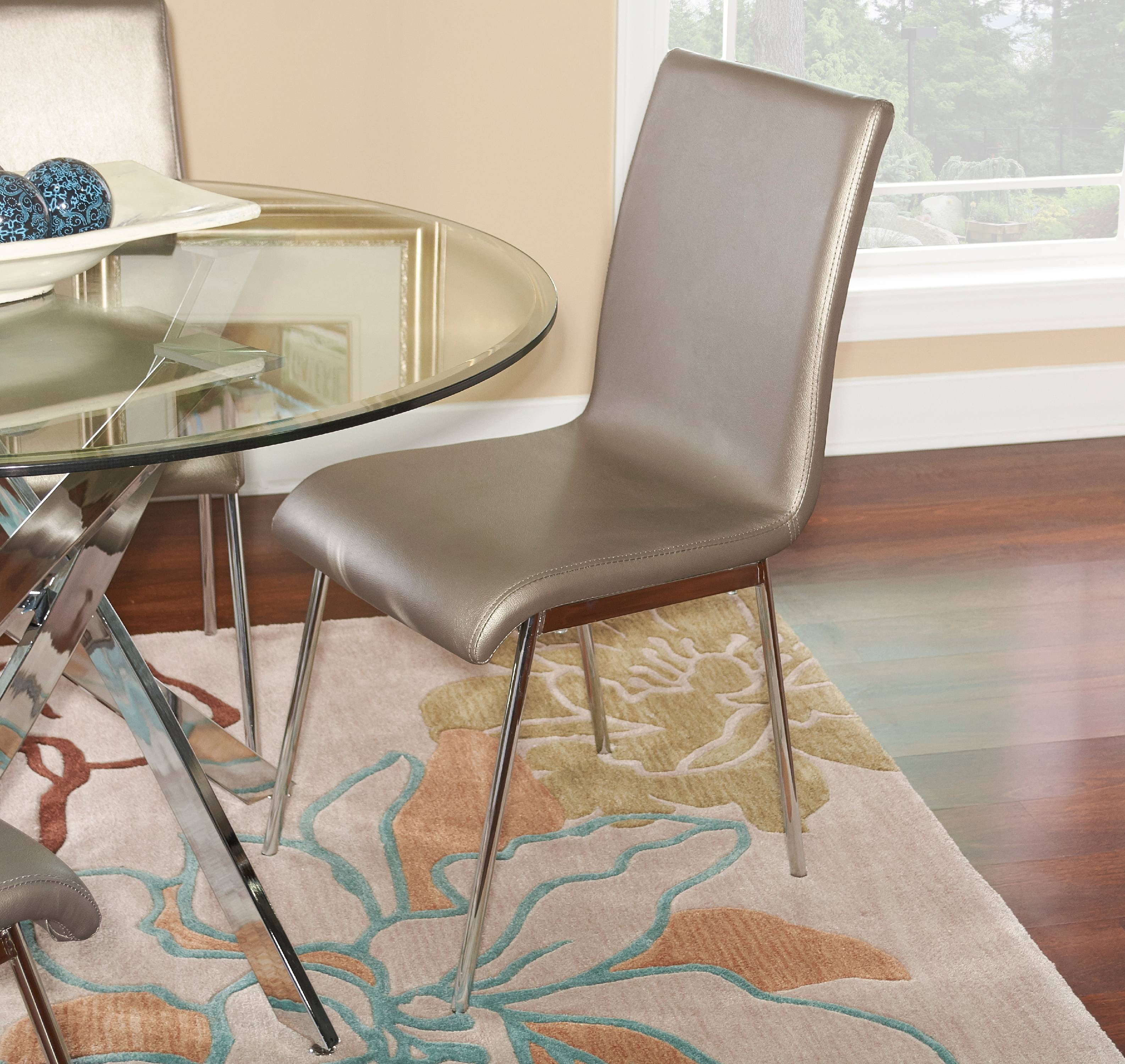 Putnam Dining Chair, Set of 4, Pewter and Chrome