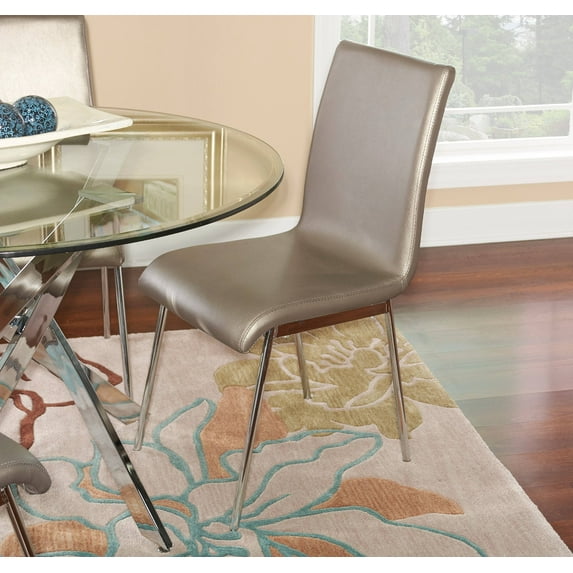 Putnam Dining Chair, Set of 4, Pewter and Chrome