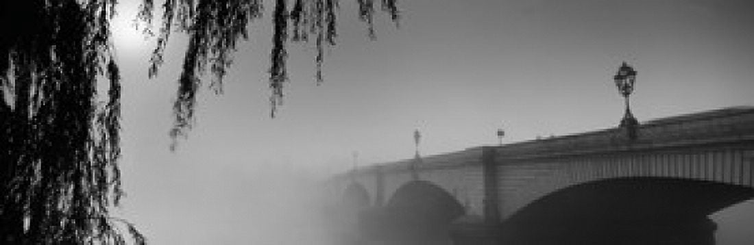 Putney Bridge during fog Thames River London England Canvas Art - Panoramic Images (36 x 12)