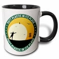 thumbnail image 1 of 3drose, Putt Plastic in Its Place 10 Silhouette of Frisbee Disc Golfer Putting with Birds Flying, 15oz Two-tone Black Mug, 1 of 6