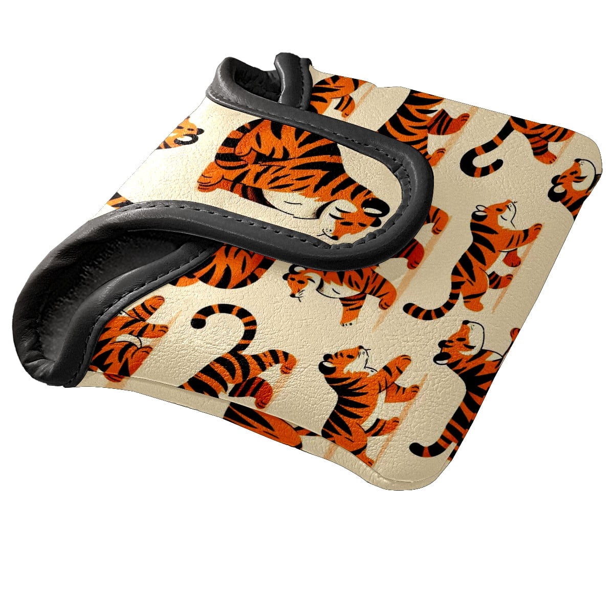 Putter Cover, Golf Club Headcovers LightBeige Tiger Premium PU Leather with Velvet Lining, Waterproof Putter Head Cover for Men Women (5.1"x5.5")