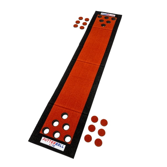 PutterBall Lite Golf Pong Game Set – Fun Backyard Party Game with Putters, Balls & Red Putting Mat