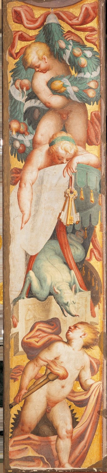 Putti Holding Fruits Canvas Art - (18 x 24)
